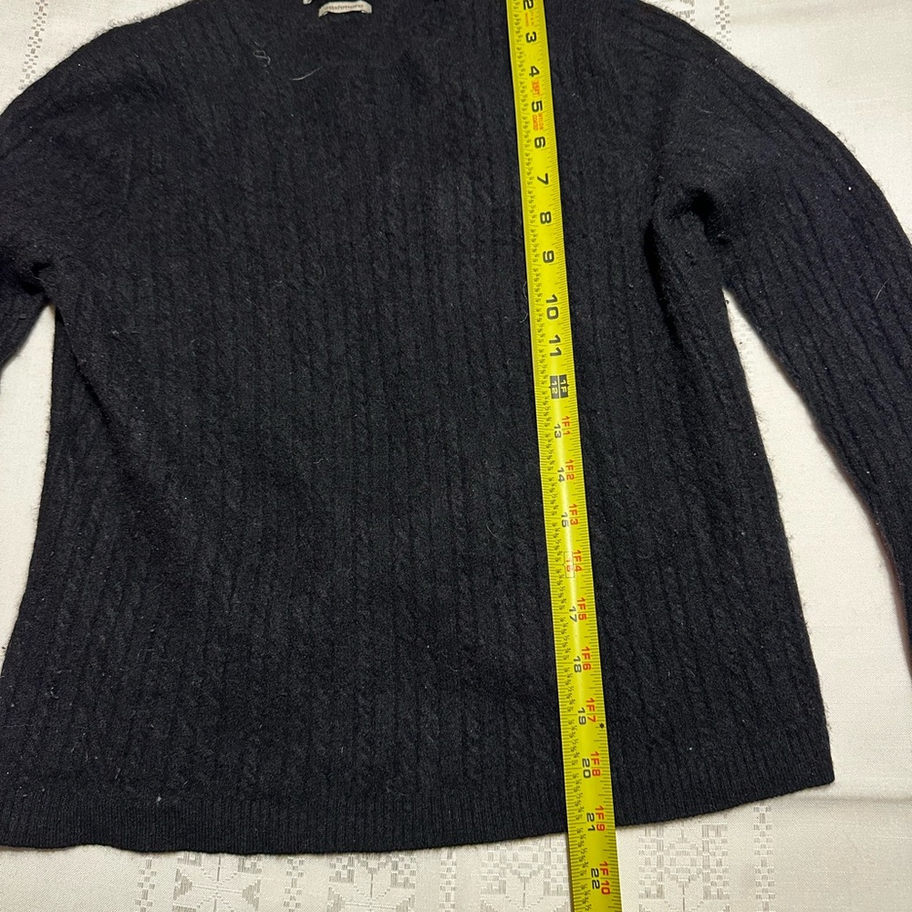 Valerie Stevens black cable knit cashmere sweater size PL Petite Large - Picture 4 of 4